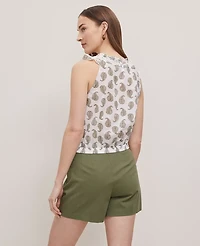Ann Taylor Weekend Collection Fern Eyelet Tie Neck Top Moss Green Women's