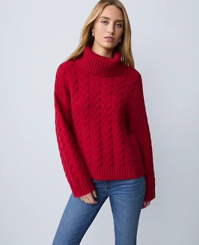 Ann Taylor Weekend Collection Cable Turtleneck Sweater Women's