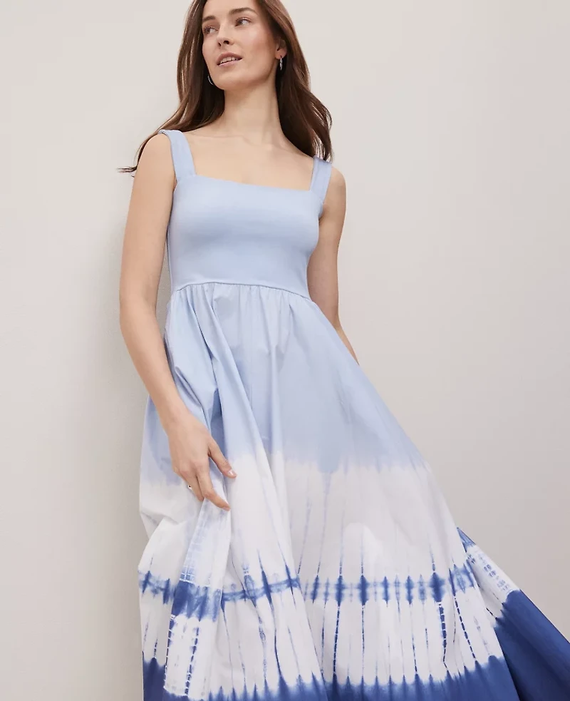 Ann Taylor Weekend Collection Strappy Flare Midi Dress Zephyr Blue Women's