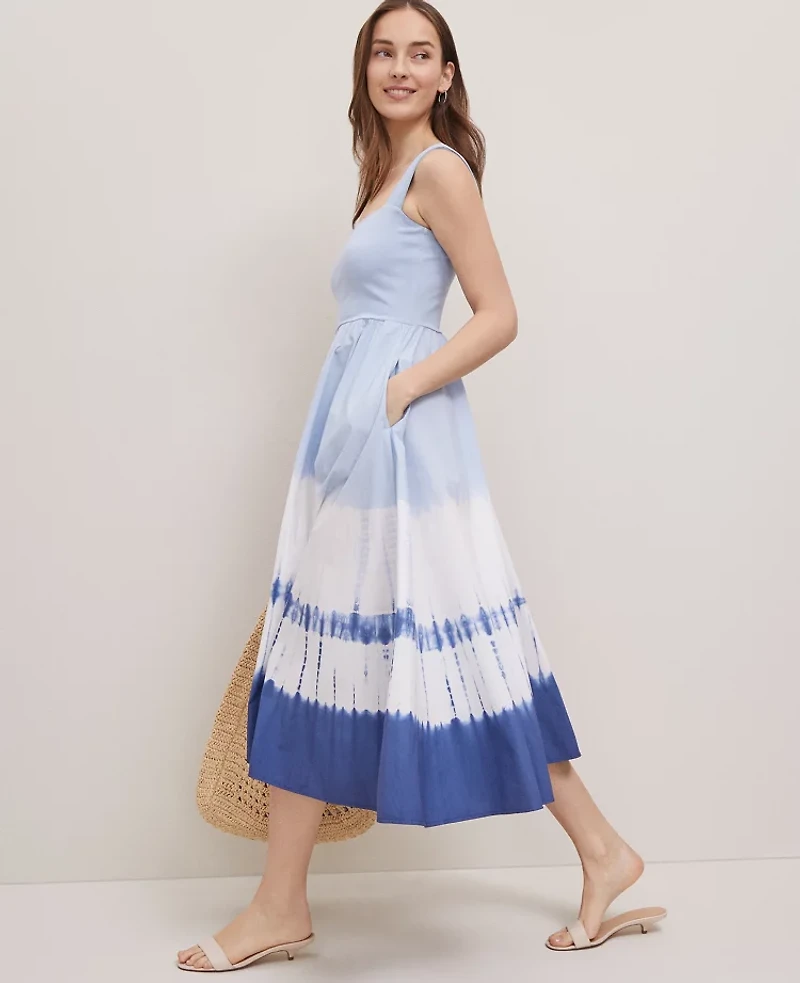 Ann Taylor Weekend Collection Strappy Flare Midi Dress Zephyr Blue Women's