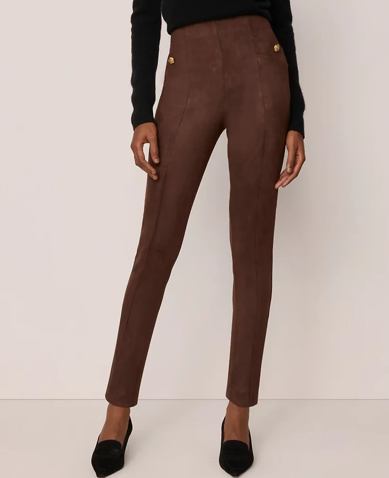 Ann Taylor The Polished Legging Faux Suede Dark Brown Women's