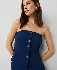 Ann Taylor The Petite Strapless Vest Fluid Crepe Pure Sapphire Women's