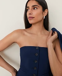 Ann Taylor The Petite Strapless Vest Fluid Crepe Pure Sapphire Women's