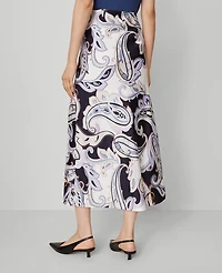 Ann Taylor Paisley Satin Bias Slip Skirt Night Sky Women's