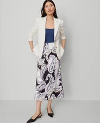 Ann Taylor Paisley Satin Bias Slip Skirt Night Sky Women's