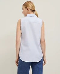 Ann Taylor Striped Sleeveless Shirt Size Small Light Blue Women's