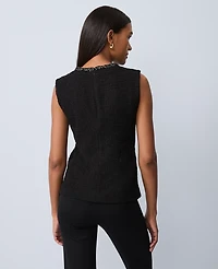 Ann Taylor Tweed Trim Sleeveless Top Black Women's