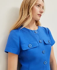 Ann Taylor Button Pocket Dress Size 12 Power Blue Women's
