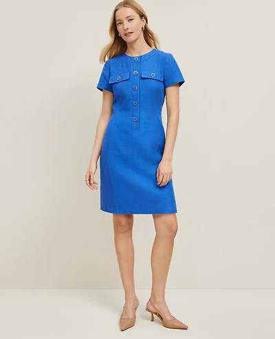 Ann Taylor Button Pocket Dress Size 12 Power Blue Women's