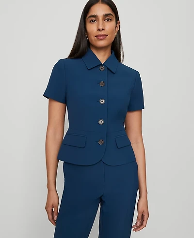 Ann Taylor The Collared Jacket in Fluid Crepe Size 4 Moonlit Backdrop Women's