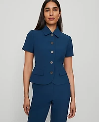 Ann Taylor The Collared Jacket in Fluid Crepe Size 4 Moonlit Backdrop Women's