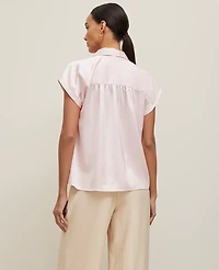 Ann Taylor Split Neck Popover Top Size XL Potpourri Women's
