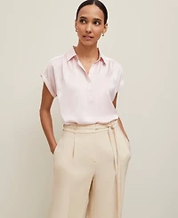 Ann Taylor Split Neck Popover Top Size XL Potpourri Women's