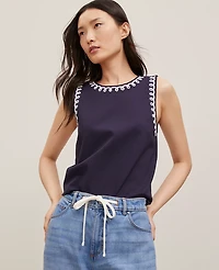 Ann Taylor Petite Stitch Ponte Shell Top Women's