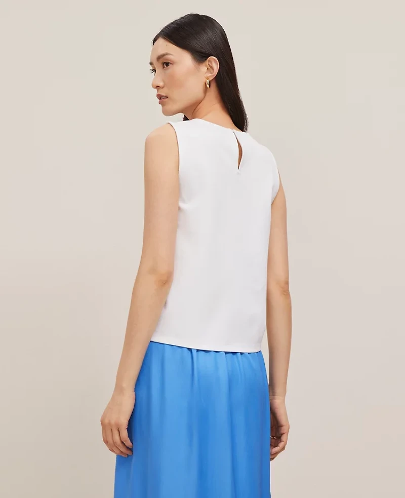 Ann Taylor Petite Stitch Ponte Shell Top White Women's