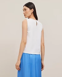 Ann Taylor Petite Stitch Ponte Shell Top White Women's