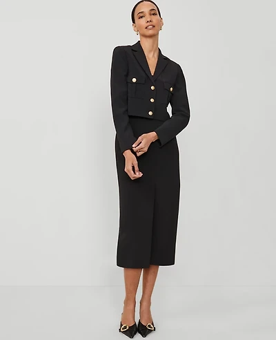 Ann Taylor The Petite Column Maxi Skirt Fluid Crepe Black Women's