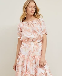 Ann Taylor Floral Bubble Hem Top Blush Women's