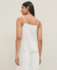 Ann Taylor Petite Lace Trim Square Neck Tank Top Size Medium Winter White Women's