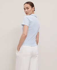 Ann Taylor Weekend Collection Polo Shirt Zephyr Blue Women's
