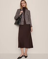 Ann Taylor The Fitted Double Breasted Blazer Plaid Black/Brown Multi Women's