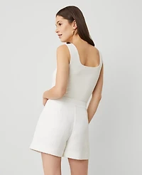 Ann Taylor The Petite Tailored Short in Tweed Size 14 White Women's