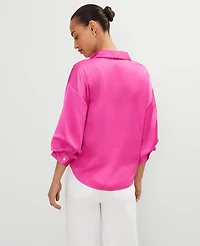 Ann Taylor Petite Blouson Sleeve Shirt Rose Violet Women's