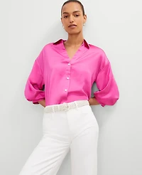 Ann Taylor Petite Blouson Sleeve Shirt Rose Violet Women's