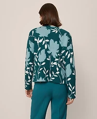 Ann Taylor Floral Jacquard Sweater Deep Atlantic Teal Women's
