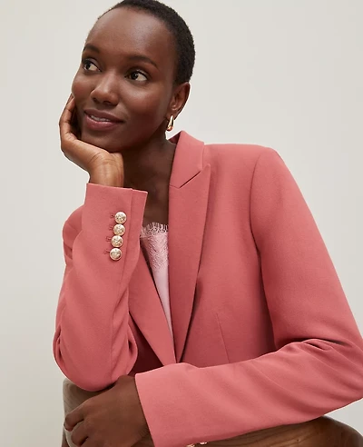 Ann Taylor Fitted Blazer Crinkle Crepe Burnt Mauve Women's
