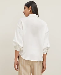 Ann Taylor Blouson Sleeve Shirt Size Medium Winter White Women's