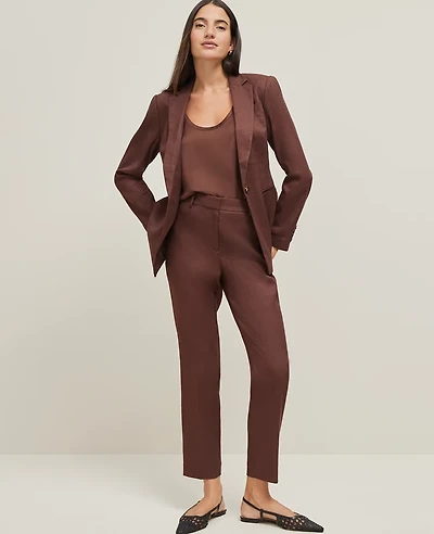 Ann Taylor The Ankle Pant in Linen Blend Size 2 Rich Walnut Women's