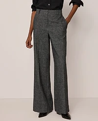 Ann Taylor The Wide Leg Pant Herringbone Grey/White Combo Women's