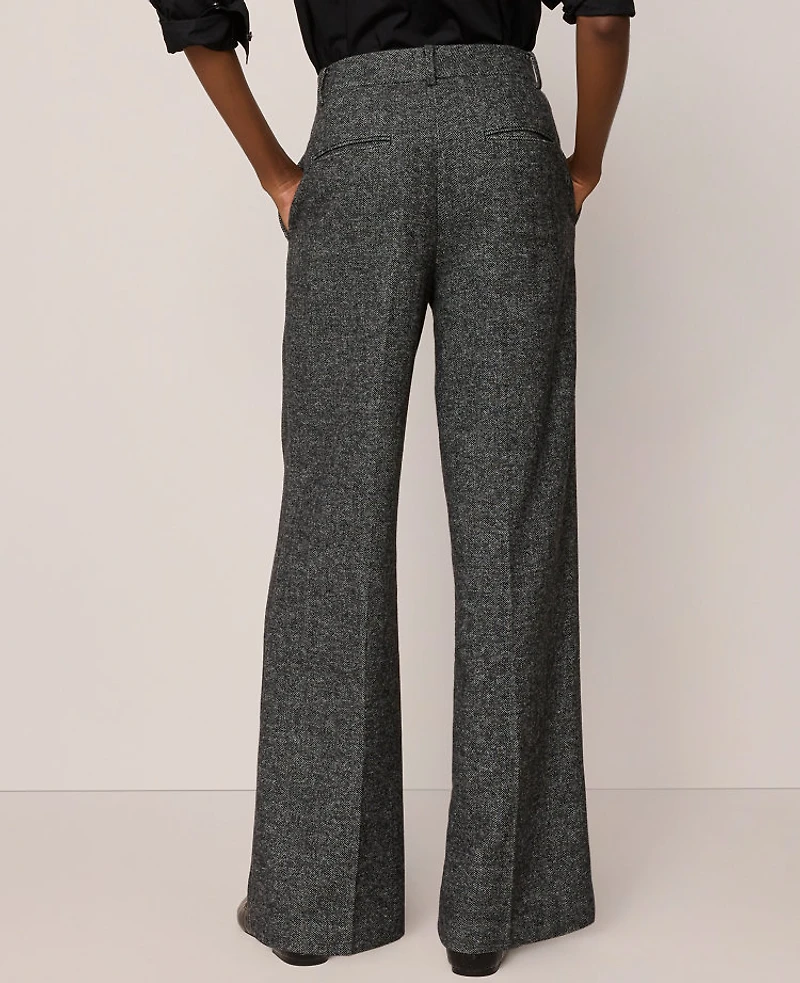 Ann Taylor The Wide Leg Pant Herringbone Grey/White Combo Women's