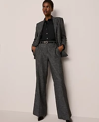 Ann Taylor The Wide Leg Pant Herringbone Grey/White Combo Women's