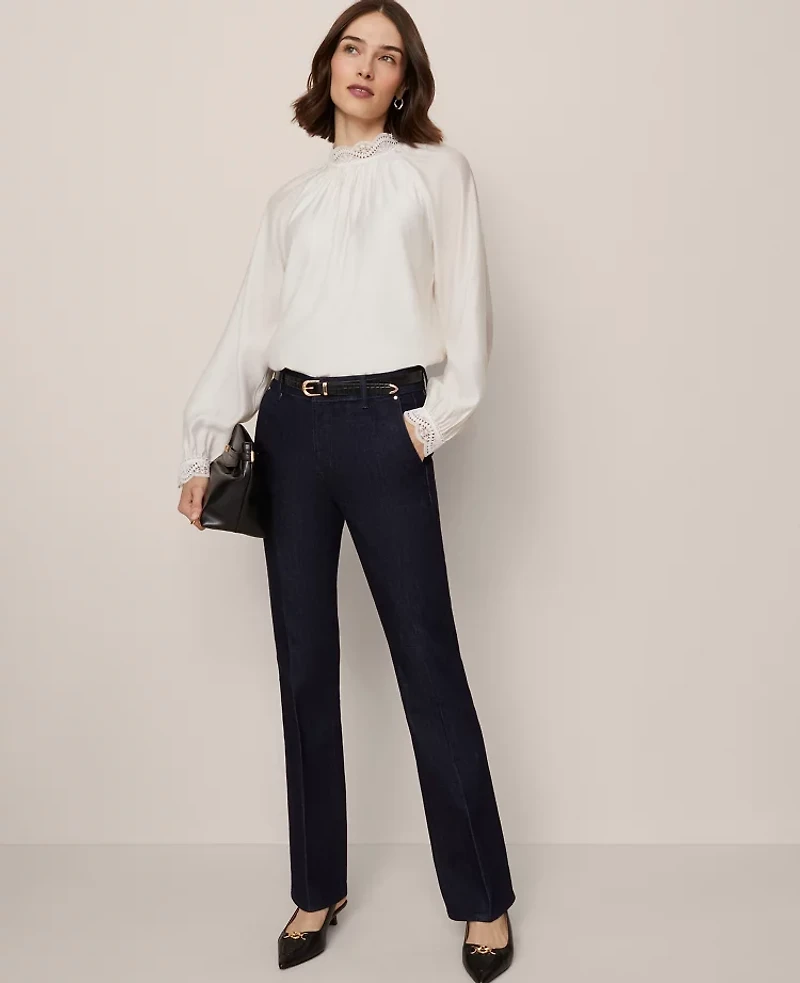 Ann Taylor Mid Rise Boot Jean Rinse Wash