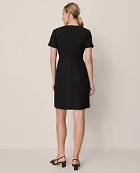 Ann Taylor Tweed Split Neck Sheath Dress Black Women's