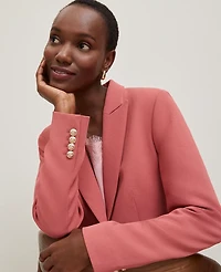 Ann Taylor Petite Fitted Blazer Textured Crepe Burnt Mauve Women's