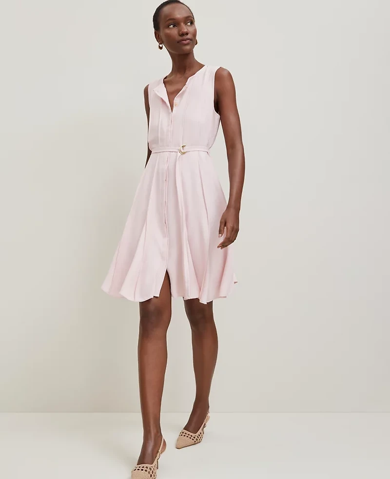 Ann Taylor Petite Belted Flare Dress Size 8 Potpourri Women's