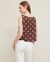 Ann Taylor Dotted Linen Blend Tank Top Size XL Rich Walnut Women's
