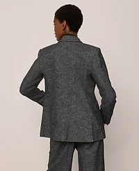 Ann Taylor The Greenwich Blazer Herringbone Grey/White Combo Women's