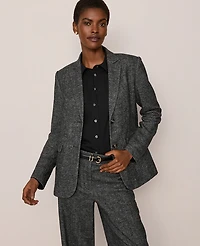 Ann Taylor The Greenwich Blazer Herringbone Grey/White Combo Women's