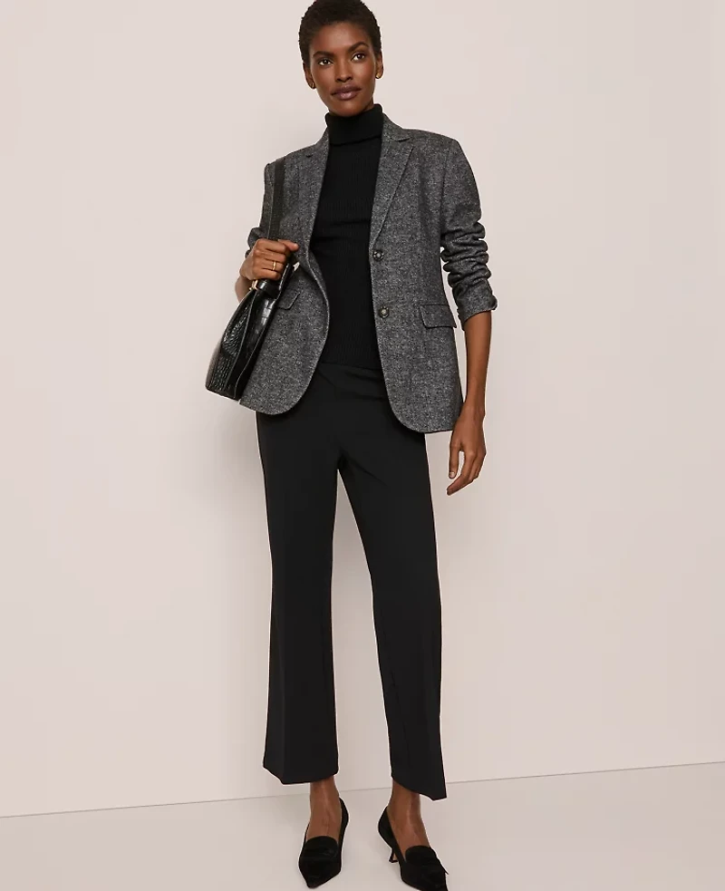Ann Taylor The Greenwich Blazer Herringbone Grey/White Combo Women's
