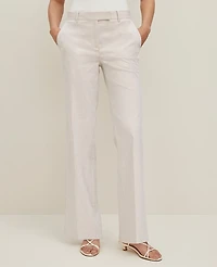 Ann Taylor The Straight Trouser Pant in Striped Seersucker Size 6 Cappuccino Tan Women's