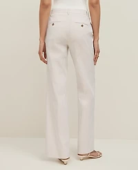 Ann Taylor The Straight Trouser Pant in Striped Seersucker Size 6 Cappuccino Tan Women's