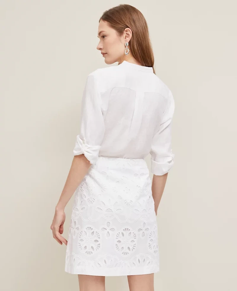 Ann Taylor Petite Eyelet A-Line Skirt White Women's