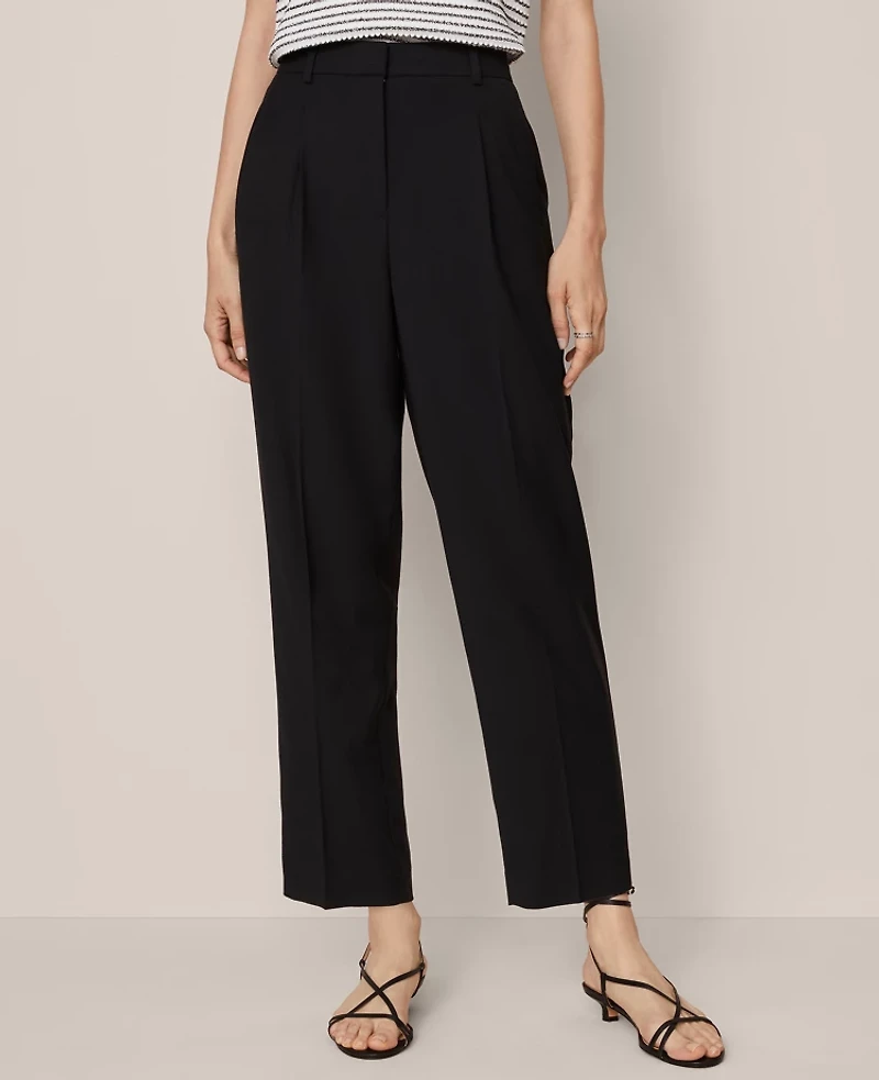 Ann Taylor The High Rise Pleated Taper Pant Black Women's