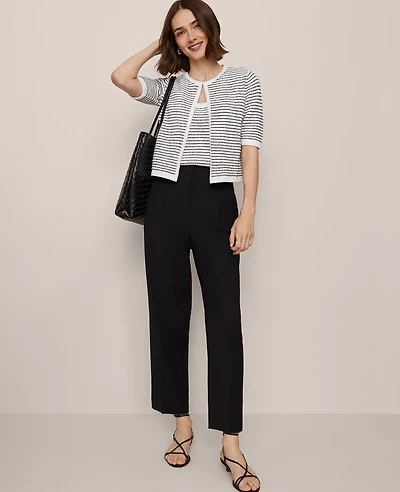 Ann Taylor The High Rise Pleated Taper Pant Black Women's
