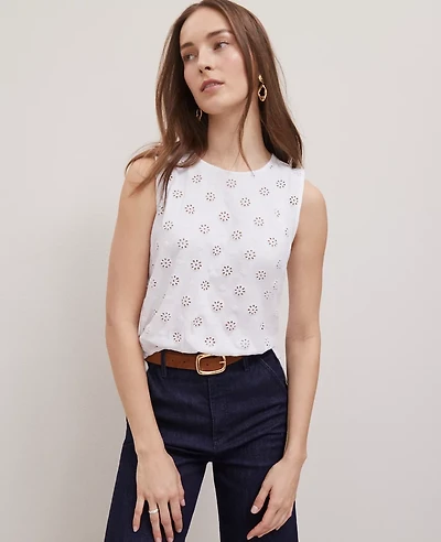 Ann Taylor Petite Weekend Collection Bubble Hem Top White Women's