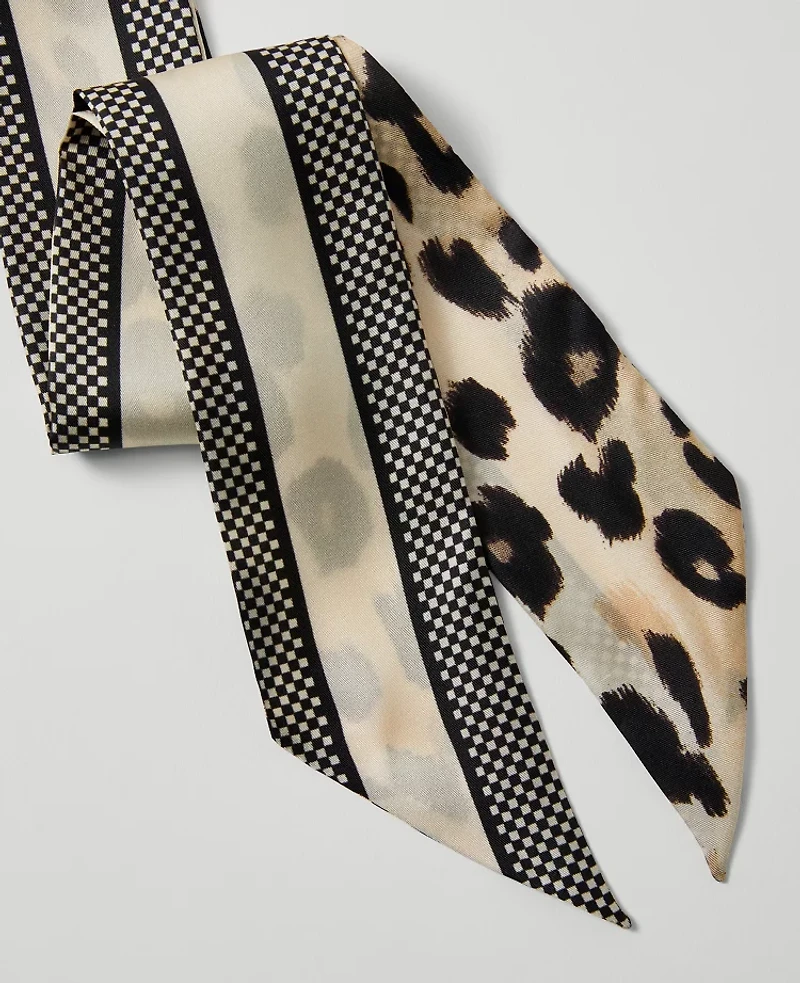 Ann Taylor Animal Print Silk Scarf Brown Multi Women's
